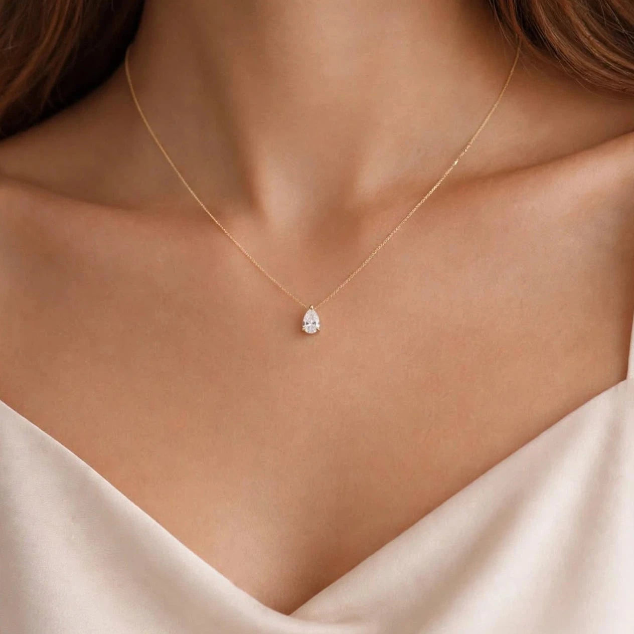 Pear Solitaire Necklace