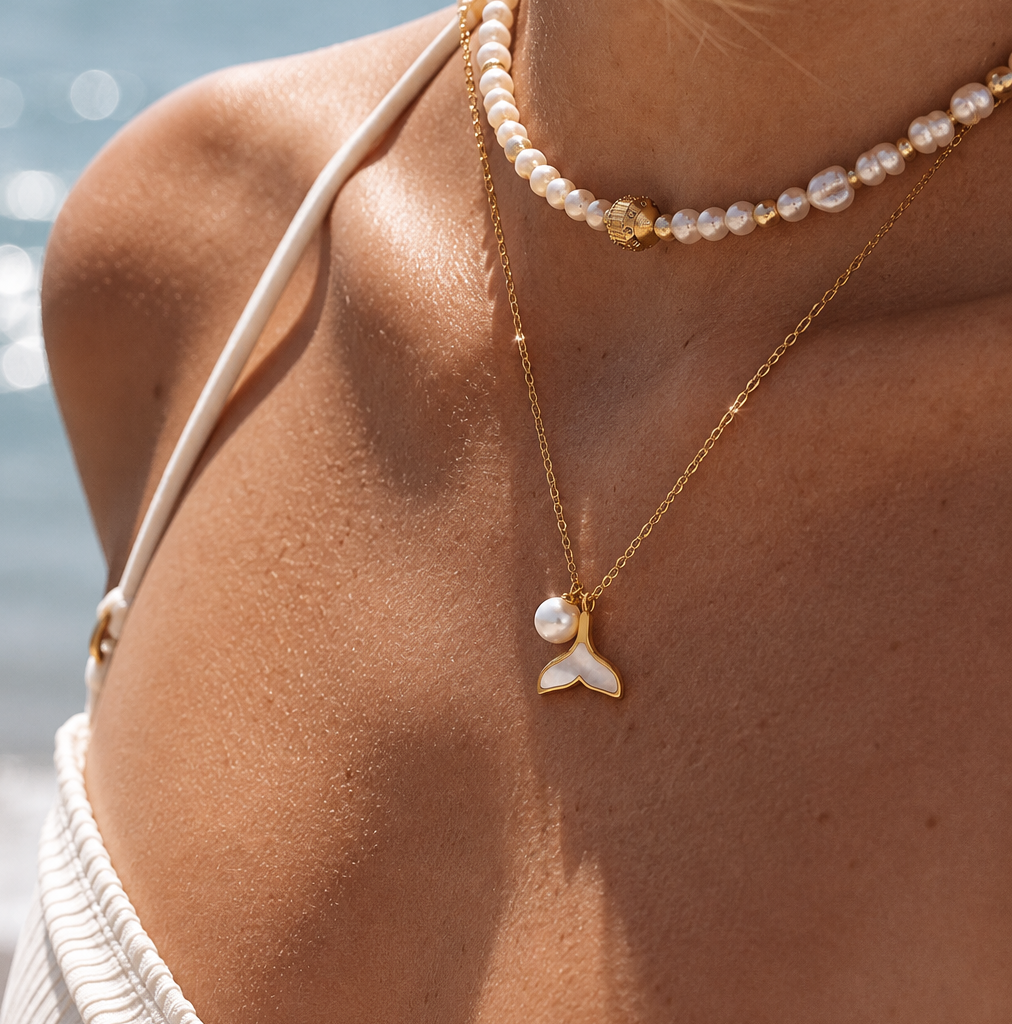Celeste Pearl Tail Necklace