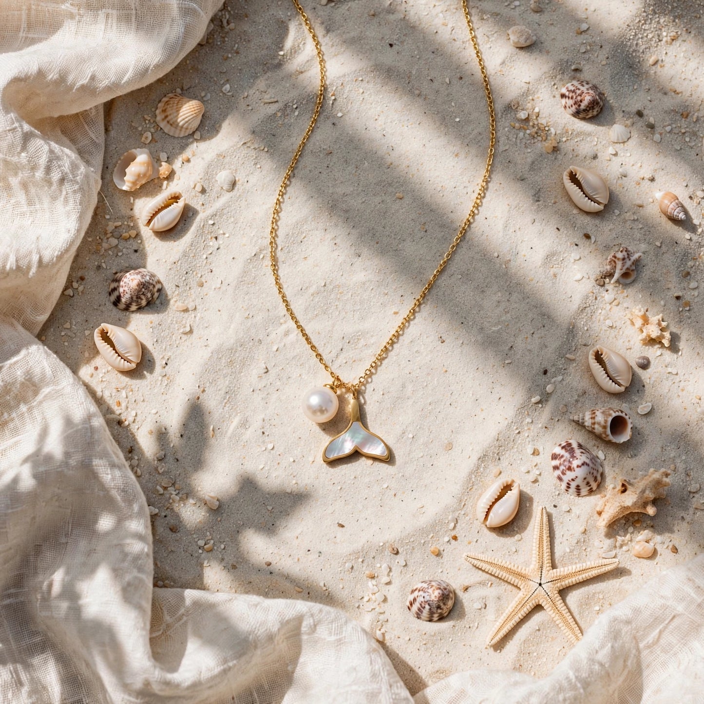Celeste Pearl Tail Necklace